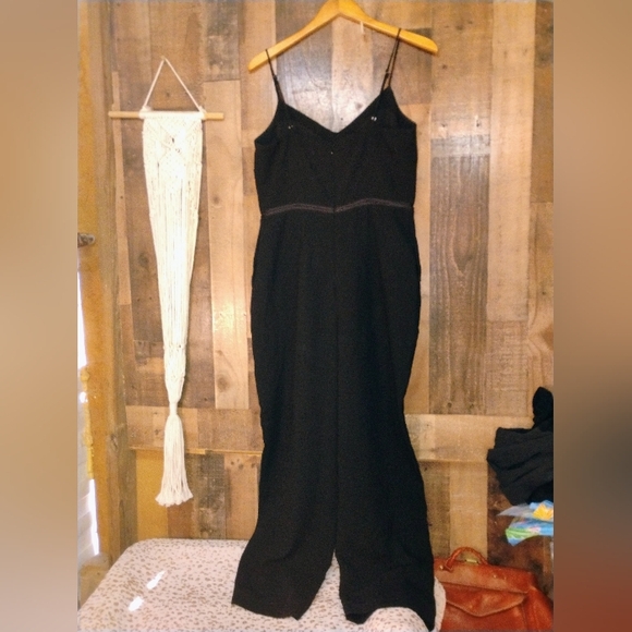 Anthropologie Maeve Magdalena V Neck Jumpsuit Black Size 10 - Picture 2 of 10
